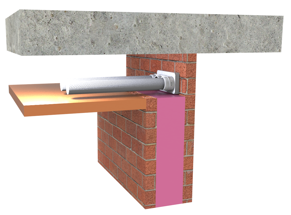 Uniflexplus+ luchtverdeelsysteem in gipswand of stenen muur